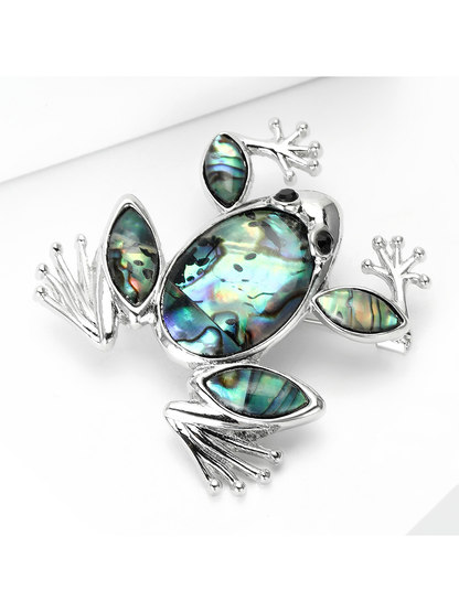Brovia - Alloy Frog Inlay Fashion Accent Brooch Pin