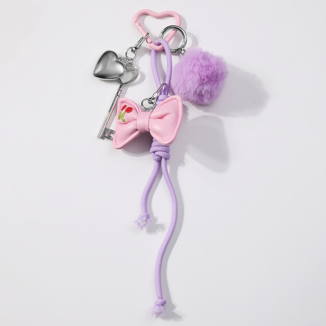 Keypus - Cute Pom Pom and Bow Keychain