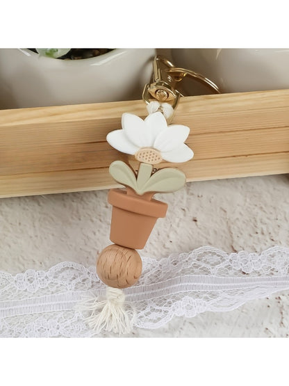 Keypus - Silicone Lotus Potted Plant Keychain