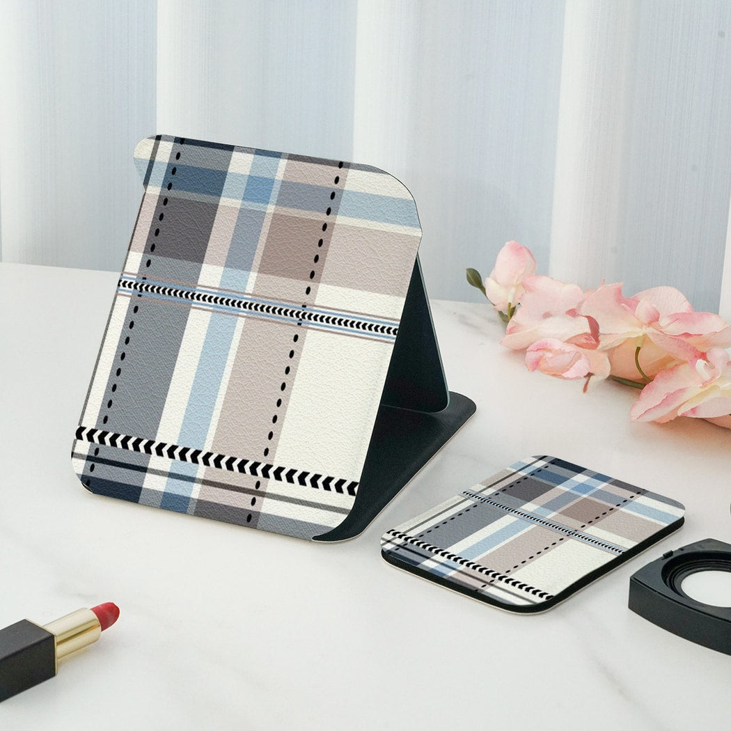 Mirroray - Plaid Pattern Folding Touch-Up Makeup Mirror