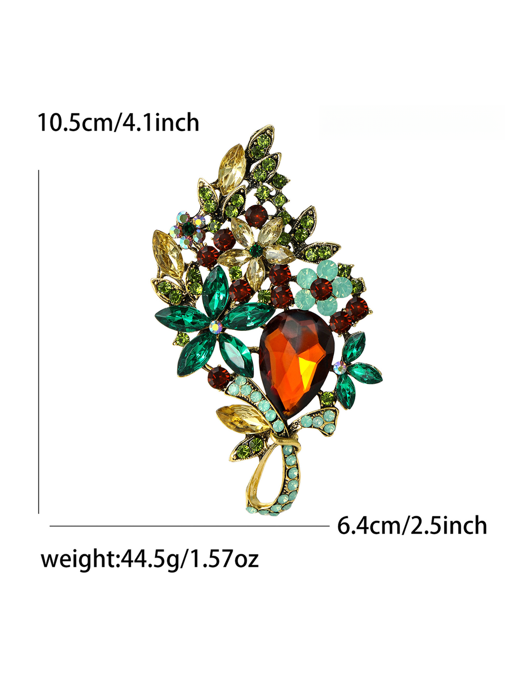 Brovia - Vintage Rhinestone Large Alloy Brooch