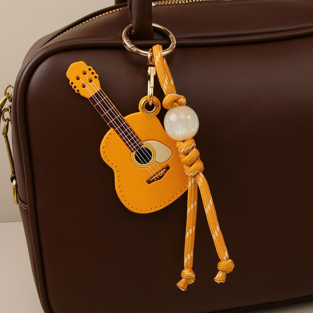 Keypus - Minimalist Guitar Pendant PU Bag Charm Keychain