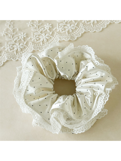 Gifty - Double Layer Dotted Lace Trim Scrunchie