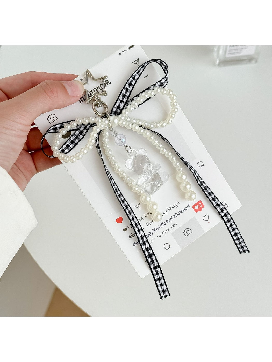 Keypus - Sweet Style Bear Phone Strap Beaded Keychain