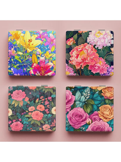 Mirroray - Floral Print Portable Tabletop Folding Mirror