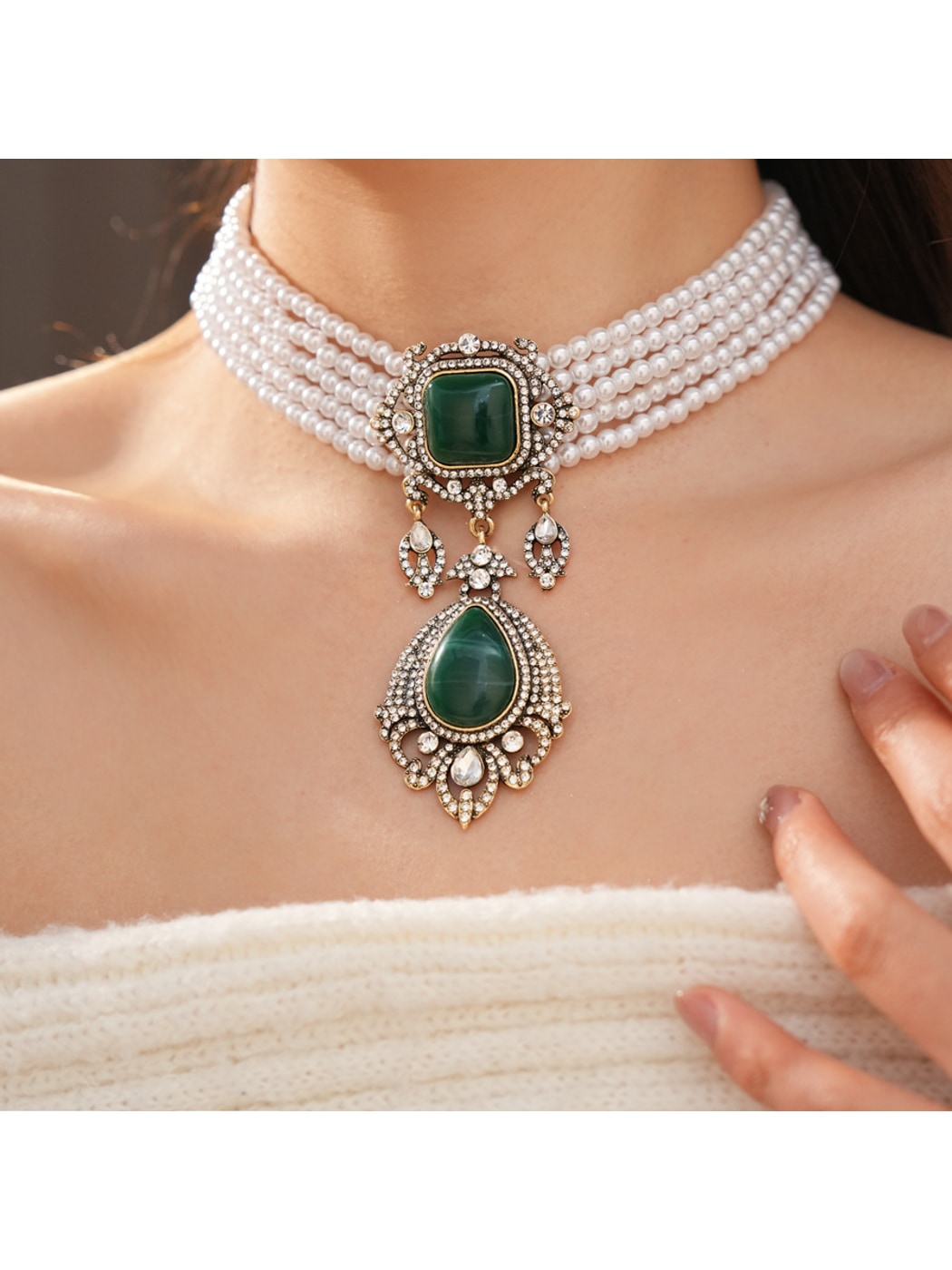 Nozari - Retro Teardrop Dangle Earrings Necklace