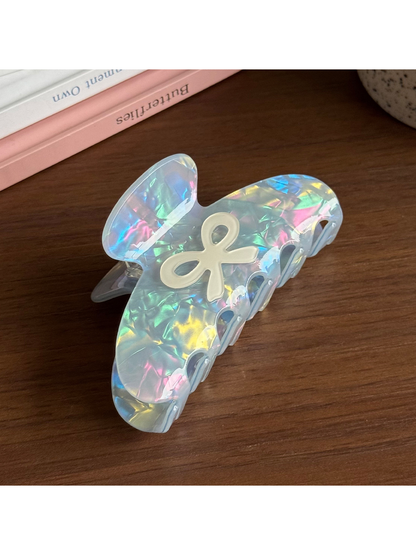 Beau - Iridescent Bow Acetate Claw Hair Clip