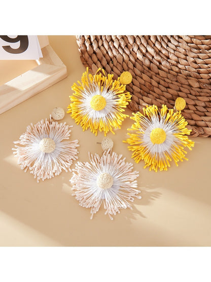 Close-up of Sweet Flower Firework Shaped Earrings with gold-tone finish