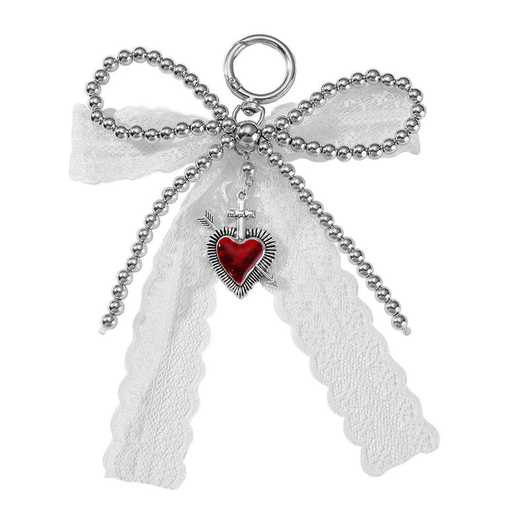 Keypus - Y2K Lace Bow Heart Cross Keychain