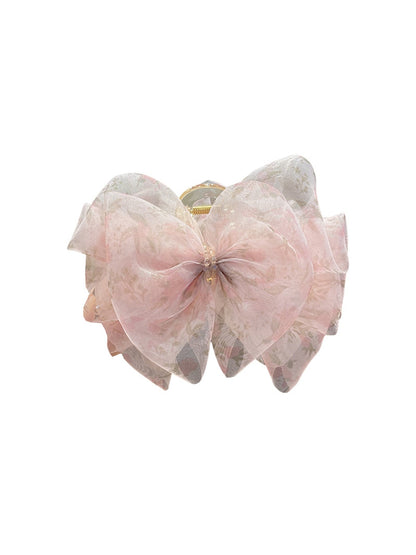 Beau - Soft Sheer Bow Patterned Claw Clip