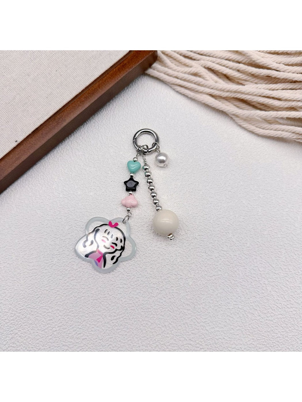 Keypus - Cartoon Beaded Printed Bag Charm Keychain