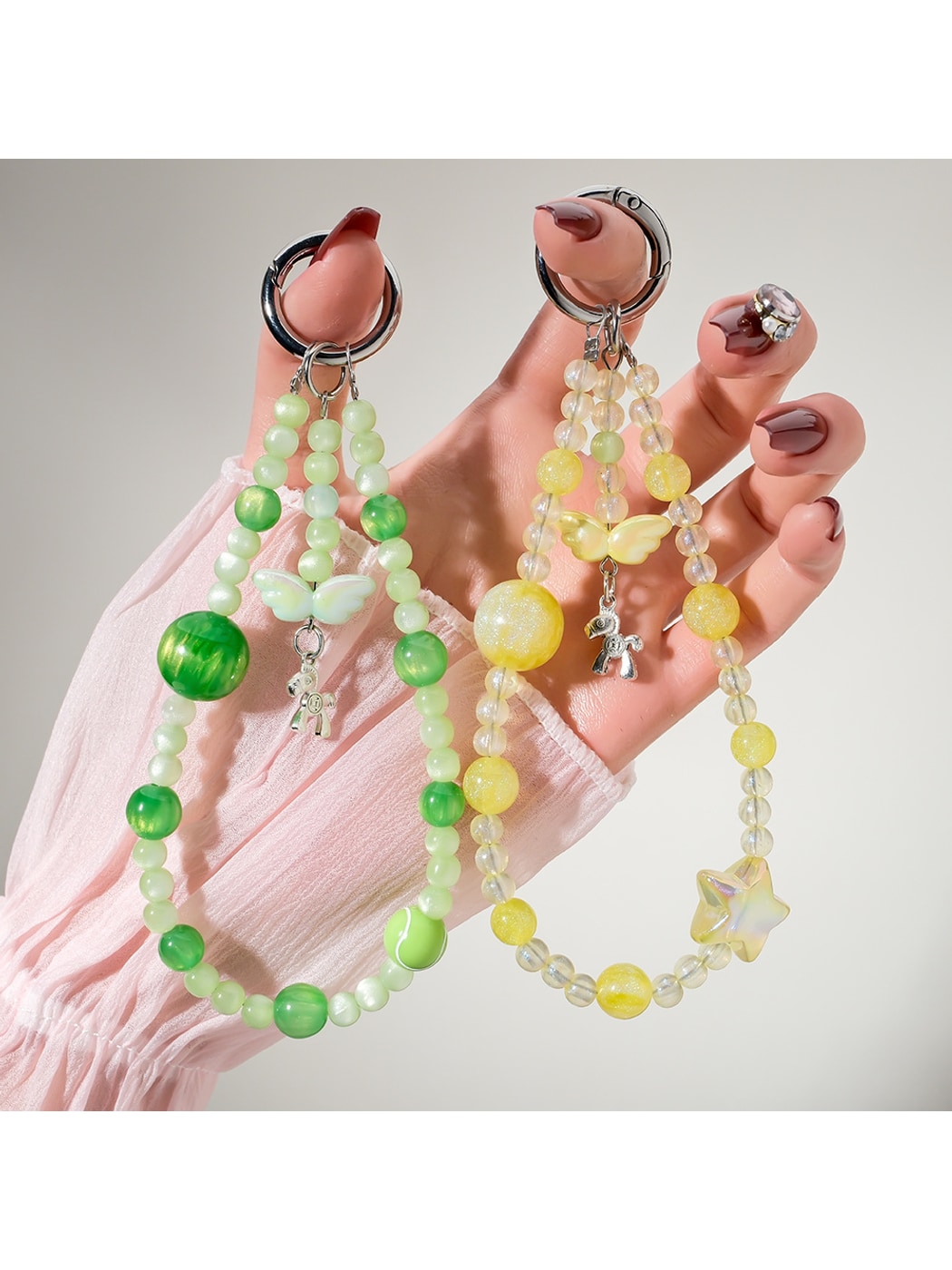 Keypus - Sweet Acrylic Bead Alloy Pendant Phone Charm