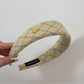 Gifty Sweet Plaid headband folded to show inner lining and fabric details