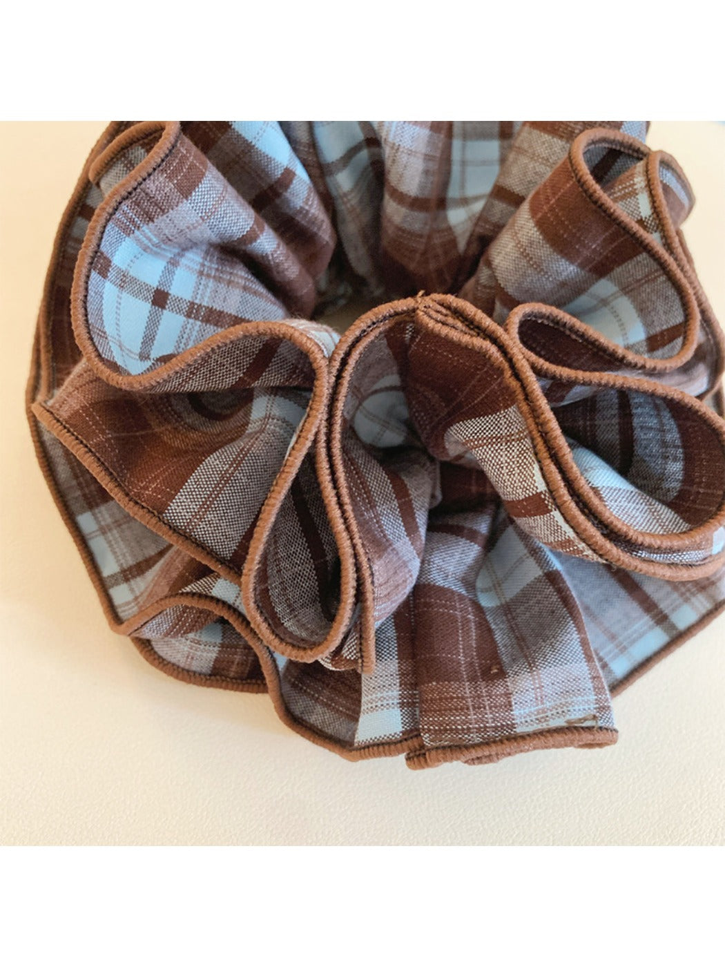 Gifty - Brown Plaid Four Layer Scrunchie