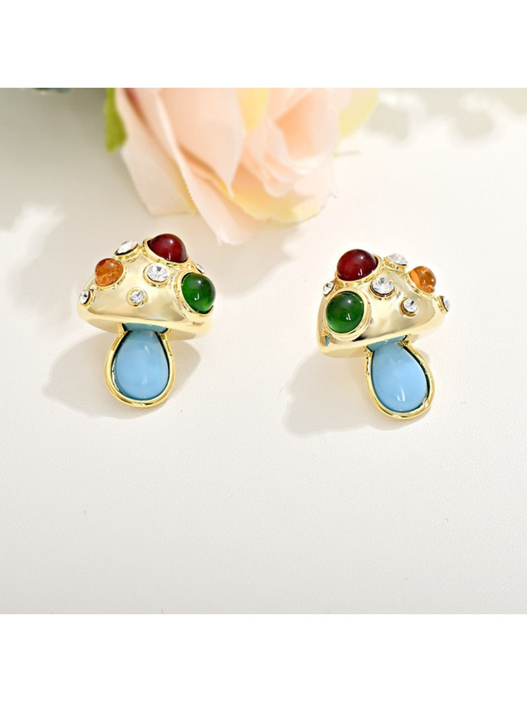 Earedge - Spring Color Block Mushroom Earrings