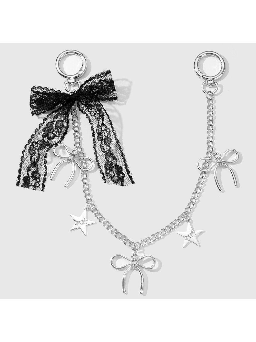 Keypus - Y2K Bow Heart Star Lace Bag Charm Keychain