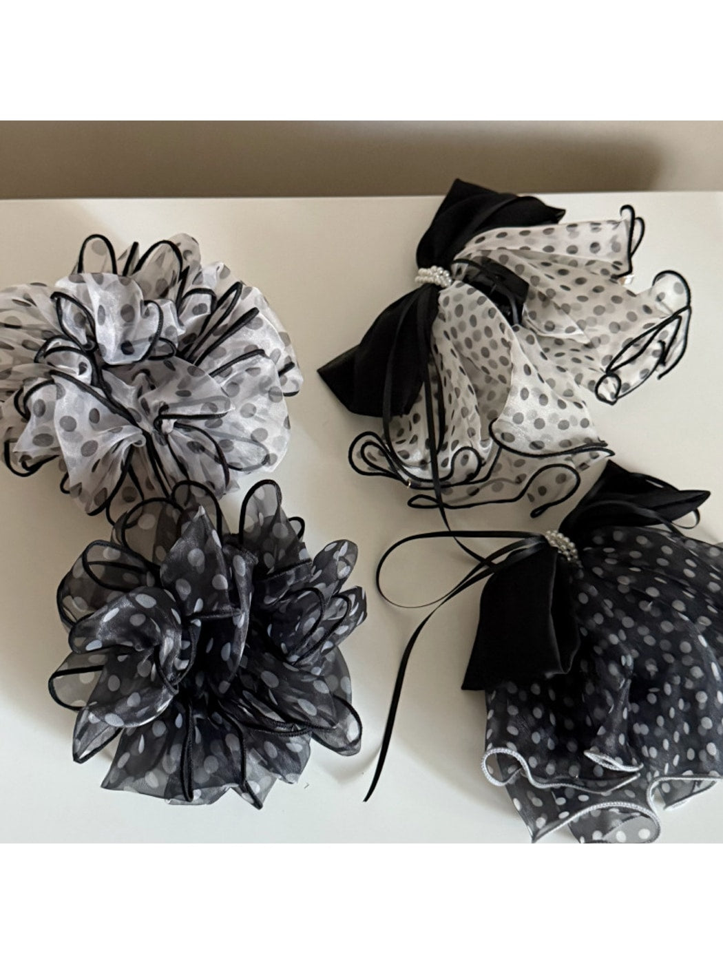 Gifty - Sheer Polka Dot Hemmed Scrunchie