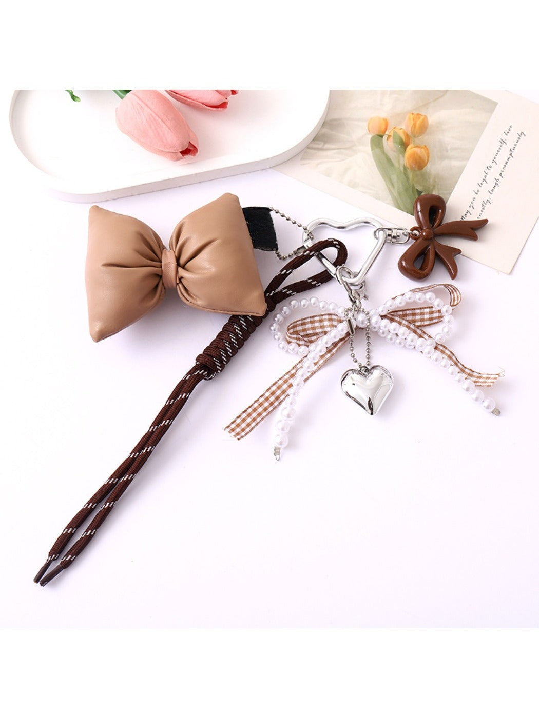 Keypus - Bow Heart-Shaped Woven Cord Keychain
