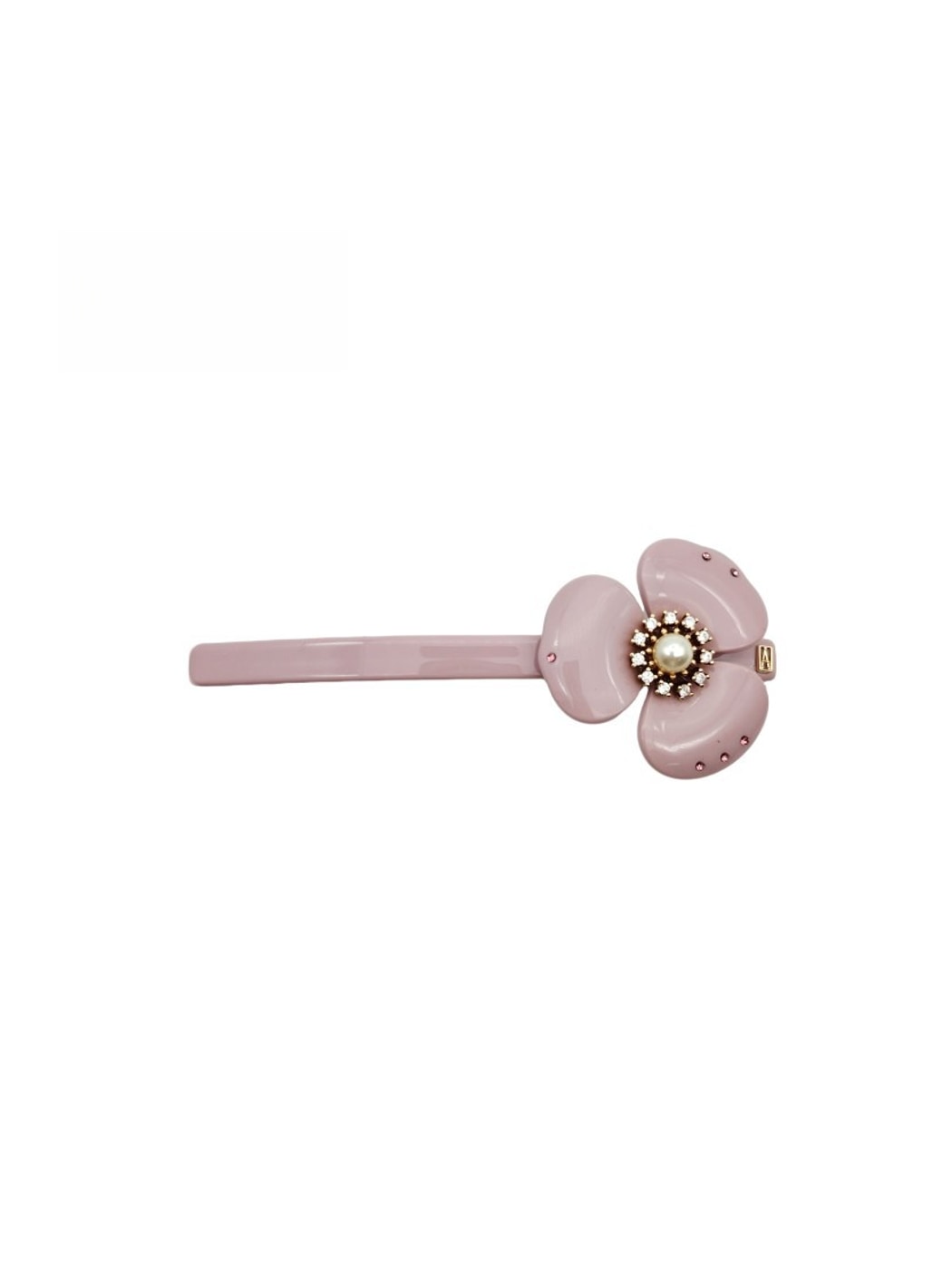 Beau - Glossy Acetate Flower Detail Alloy French Barrette