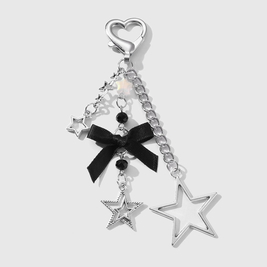 Keypus - Y2K Silver Tone Star Bow Keychain