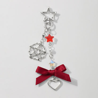 Keypus - Red Bow and Star Pendant Keychain