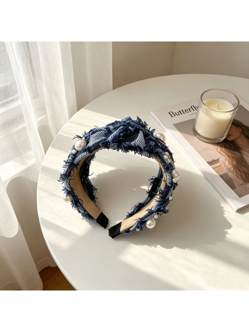 Gifty - Denim Look Knotted Bow Detail Headband
