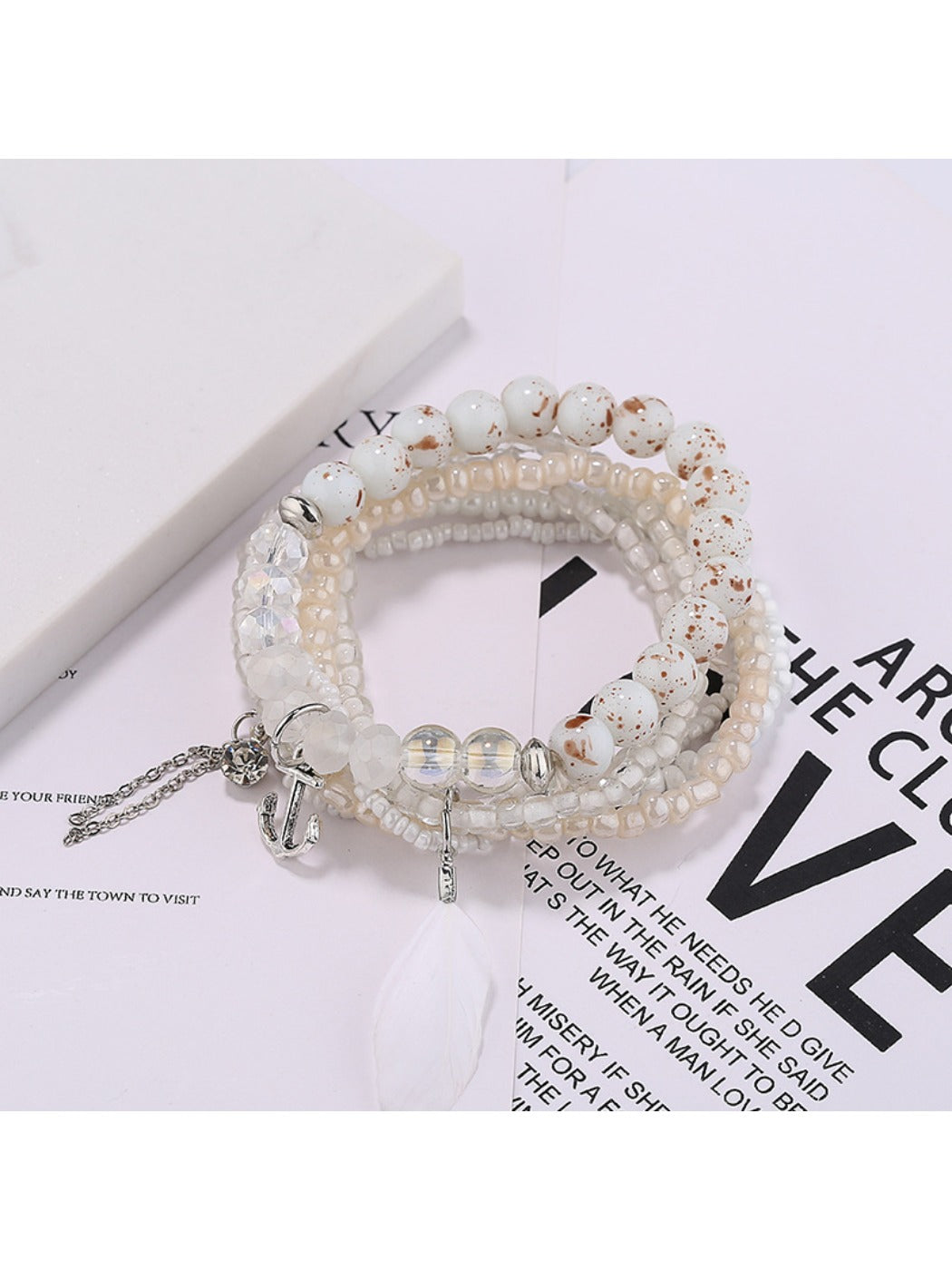 Side view of Lovra vintage chic bracelet highlighting bead texture and clasp detail