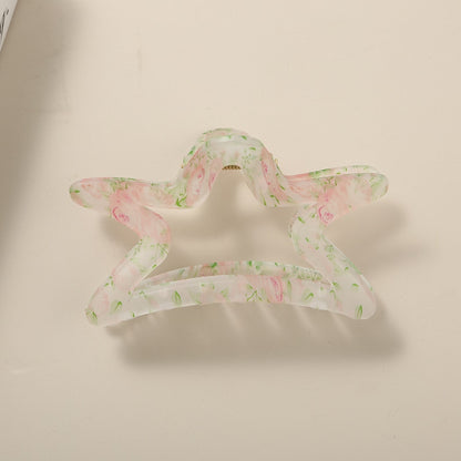 Beau - Floral Pattern PS and Alloy Hair Claw Clip