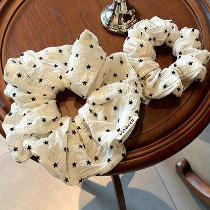 Gifty - Star Print Textured Polyester Fabric Scrunchie