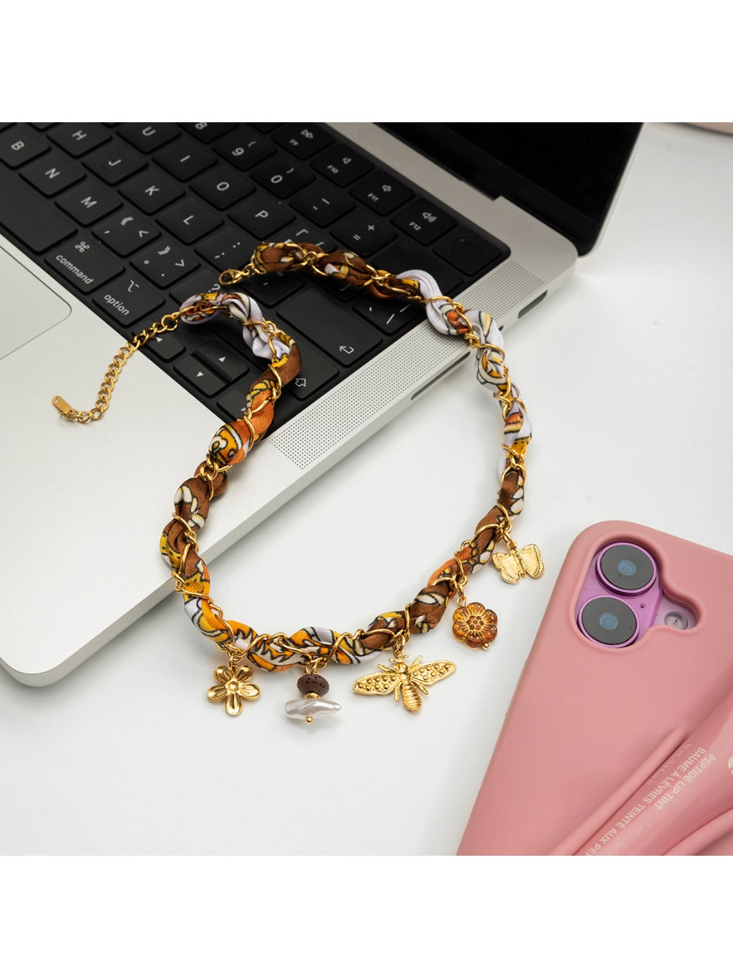 Earedge - Autumn Toned Bee Pendant Necklace