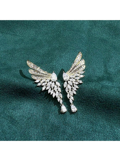 Earedge - Openwork Angel Wing Drop Earrings