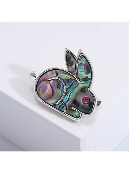 Brovia - Rhinestone Rabbit Animal Alloy Brooch Pin