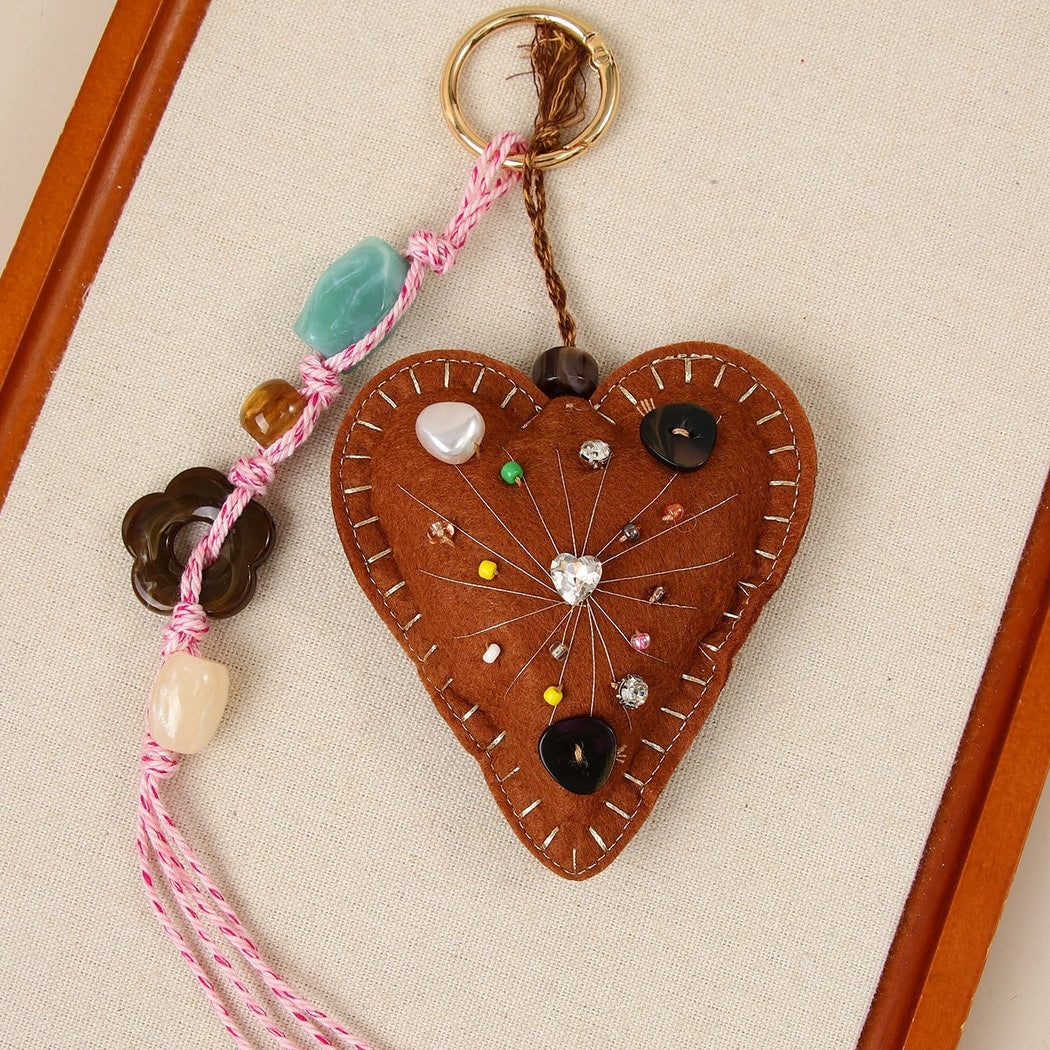 Keypus - Retro Textured Heart Bag Charm Keychain