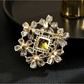 Brovia - Refined Flower Accent Alloy Brooch Pin