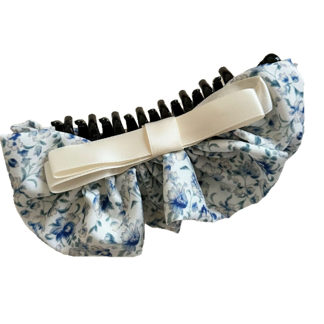 Beau - Floral Ruffle Bow Ponytail Banana Clip