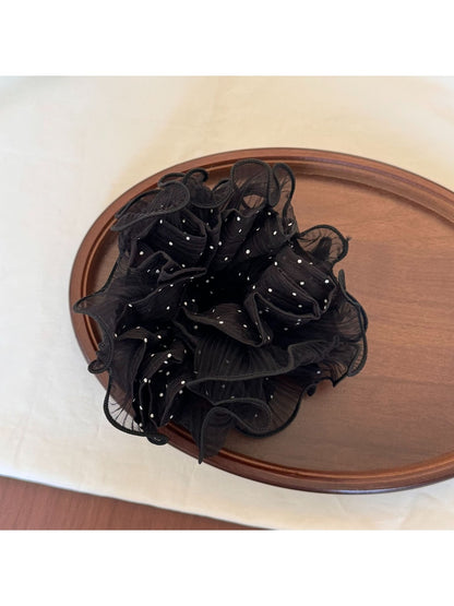Gifty - Polka Dot Double Layer Mesh Ruffle Scrunchie