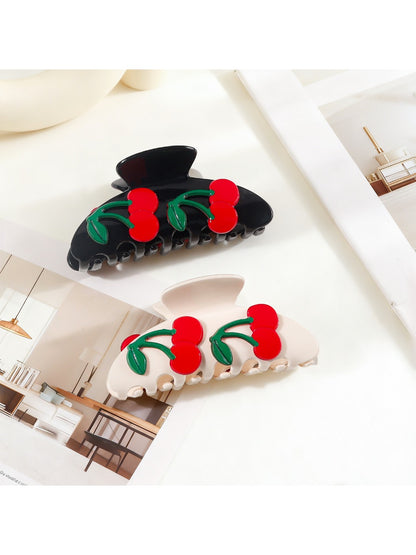 Beau - Half Round Cherry Hair Claw Clip