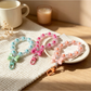Keypus - Floral Beaded Bow Acrylic Bag Charm Keychain