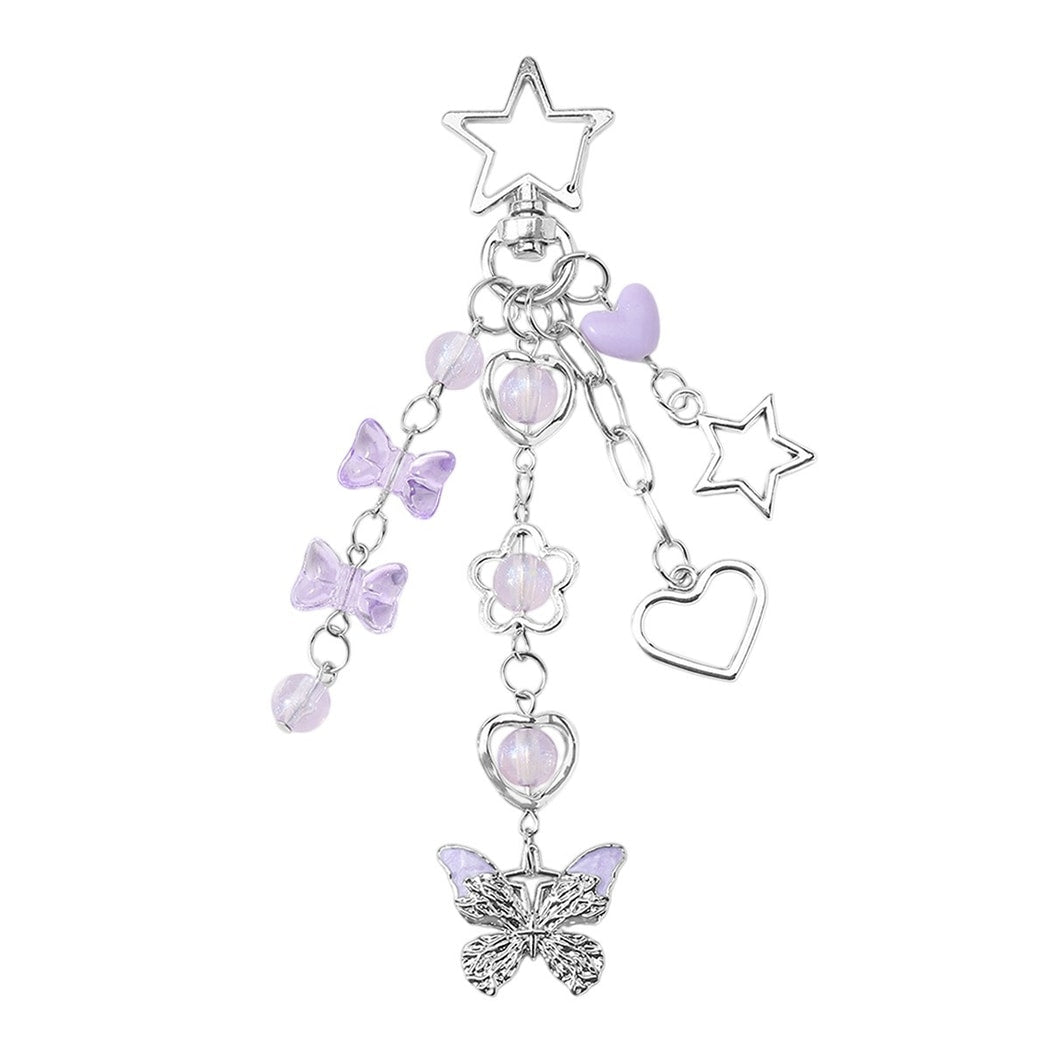 Keypus - Butterfly and Heart Charm Chain Keychain