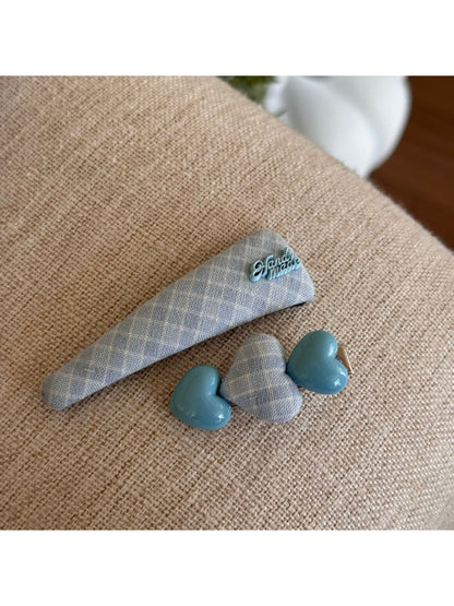 Gifty - Blue Plaid Hair Scrunchie Hair Clip and Headband