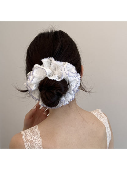 Gifty - Double Layer Lace Trim Polyester Scrunchie