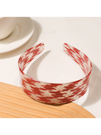 Gifty - Wide Printed Houndstooth Texture Headband