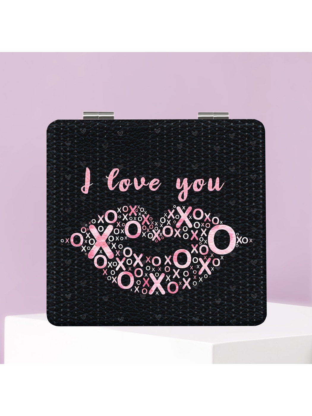 Mirroray - Y2K Heart Print Foldable Makeup Mirror