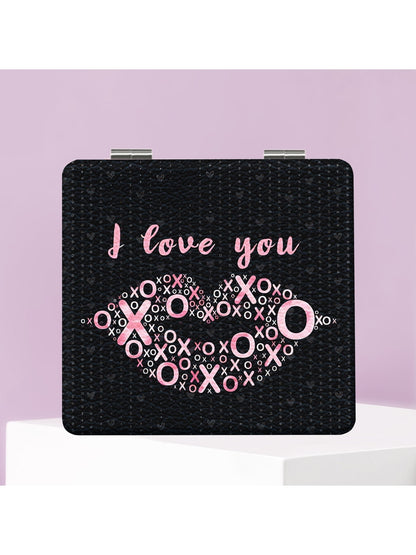 Mirroray - Y2K Heart Print Foldable Makeup Mirror