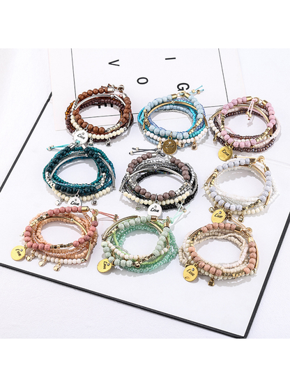 Lovra - Bohemian Layered Beaded Pendant Bracelet