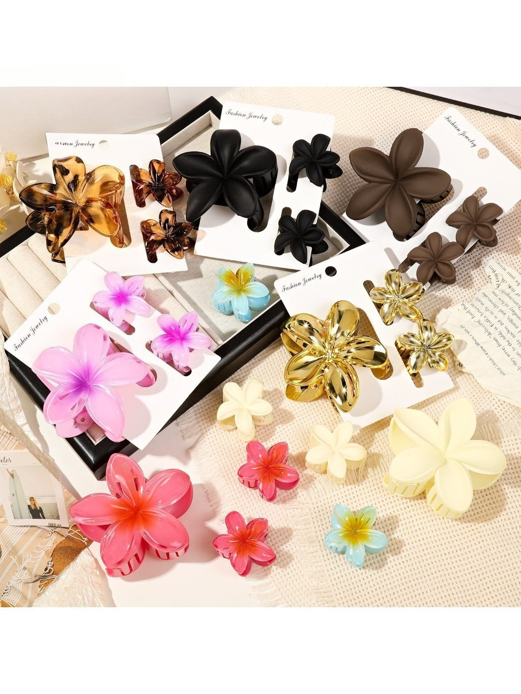 Beau - Gradient Frangipani Hair Clips Set