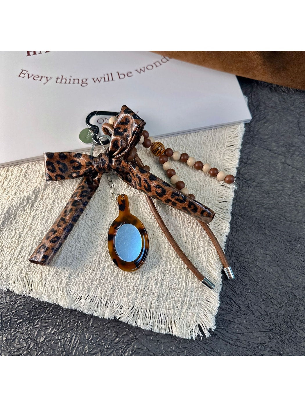 Keypus - Leopard Print Bow Bag Charm Keychain