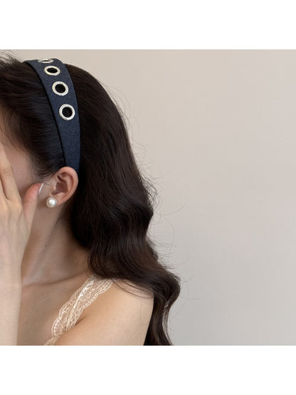 Gifty - Denim Look Round Eyelet Detail Women's Headband