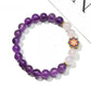 Lovra vintage floral accented beaded bracelet with pink and gold beads on white background