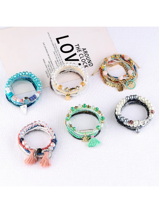 Lovra vintage bracelet with colorful round beads on a white background